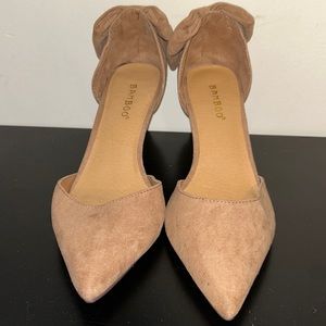 Mini Tan Heels with Bow Ties